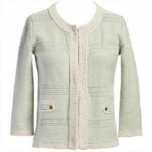 CABI Society Cardigan Sweater Mint Green Knit Cotton Sz. S